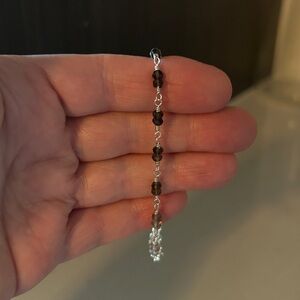 Sterling Silver Smoky Quartz Beaded Bracelet - Brown